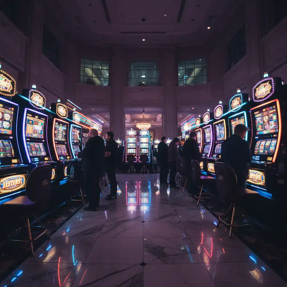 Levendige lichten en gokautomaatdisplays